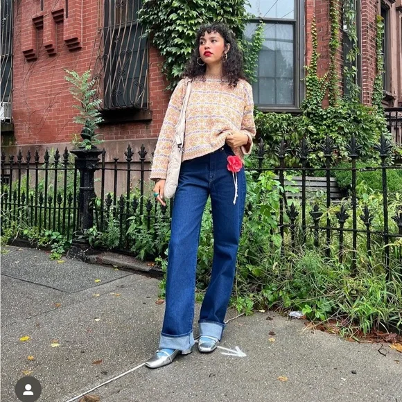 Mavi Victoria Solid Deep Wide Leg Jeans - Picture 2 of 10